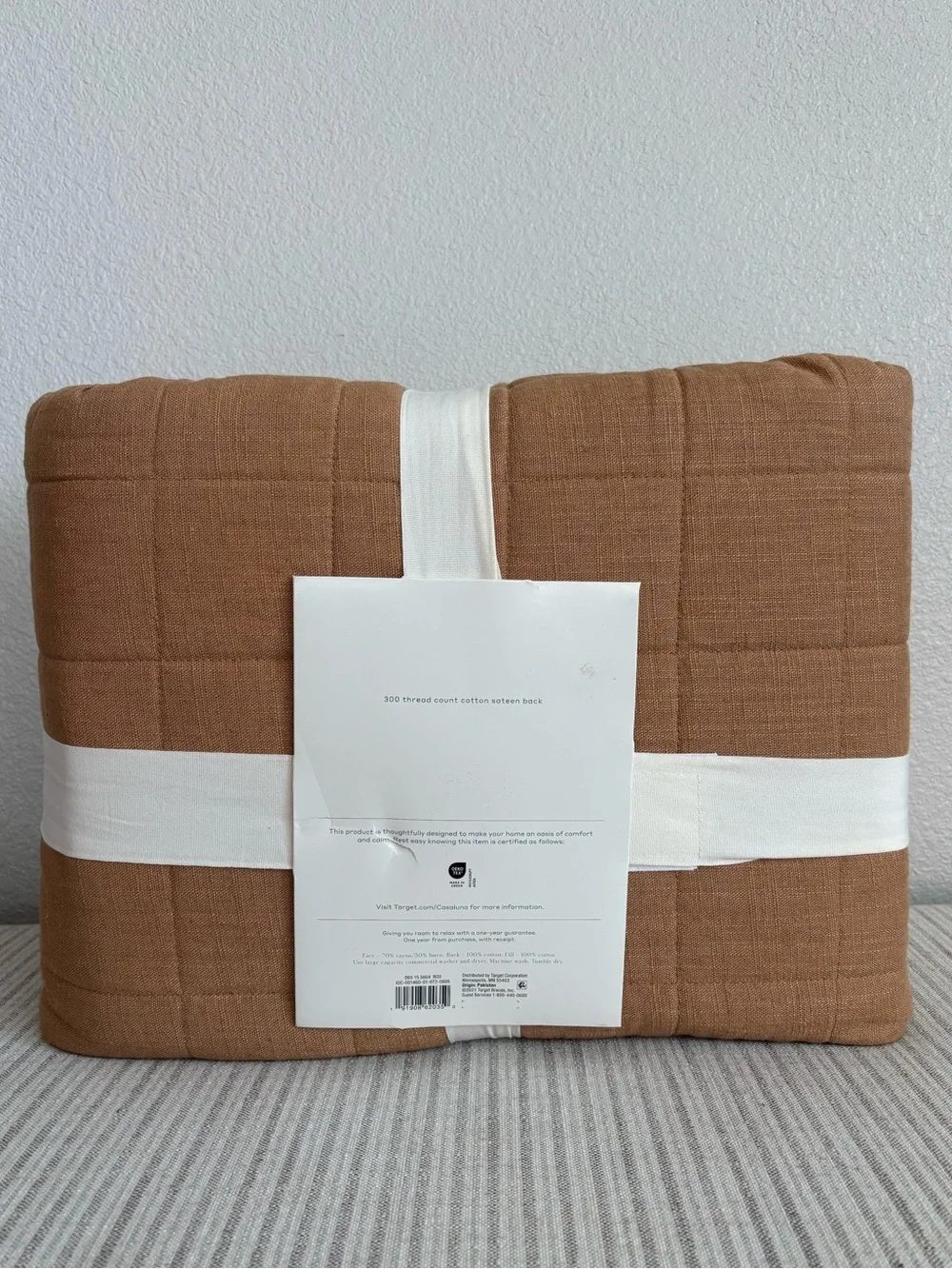 NWT King Heavyweight Linen Blend Quilt Warm Brown - Casaluna